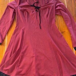 Hot Topic Burgundy Long Sleeve Dress